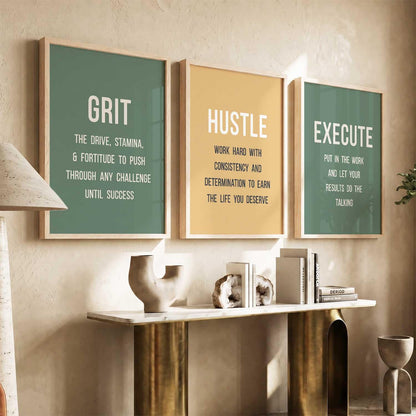 motivational quotes wall frames posters for room office wall decoration items Wall Decor Digital Reprint engineered wood Set of 3 (13X17 inch)