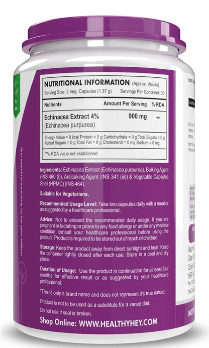 Supplement container with purple lid and label displaying nutritional information and ingredients.