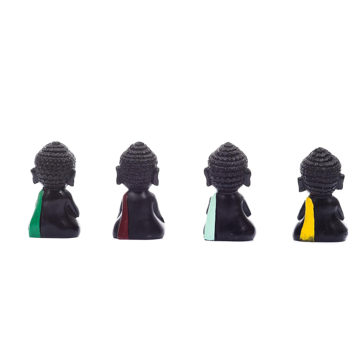 Polyester Blend Handcrafted Laughing Monk Idol (7.01 cm x 7.01 cm x 11.98 cm, Set of 4)