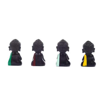 Polyester Blend Handcrafted Laughing Monk Idol (7.01 cm x 7.01 cm x 11.98 cm, Set of 4)