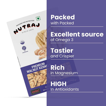 Nutraj Premium Walnuts Kernels 200gm without shell | Walnut | Akhrot Giri | Dry Fruits | Nuts | Grocery Items.