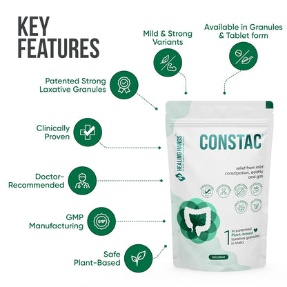 Healing Hands Constac for Relief in Mild Constipation - Mild, Safe, Clinically Proven Ayurvedic Granules 500g Pouch
