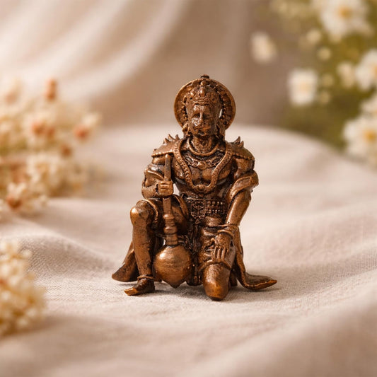 Pure Copper Hanumanji (Bajrangbali) Murti | Handcrafted Copper Idol for Pooja Room, Vastu Decor | Traditional & Auspicious Religious Hindu God Showpiece & Gift Item | 100gm (6x4 cm)