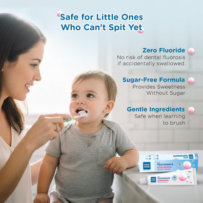 Mee Mee Kids Bubble Gum Toothpaste for 12+ Months | Fluoride-Free Baby Toothpaste with Xylitol & Calcium | Gentle Daily Oral Care for Babies & Toddlers | 70g