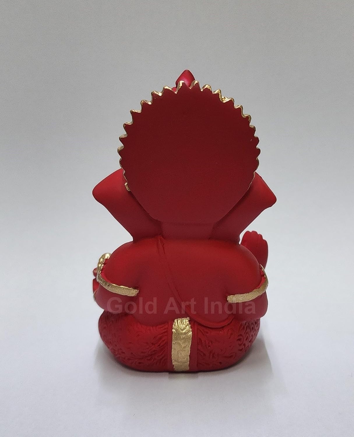Gold Art India Mukut Ganesha Idol for Car Dashboard Maroon Red and Gold Small Ganesha Murti Ganpati Idol for Home Decor Puja Lord Ganesh Statue Gift for Office Desk Puja Room Figurine,5.1x5.1 Cm