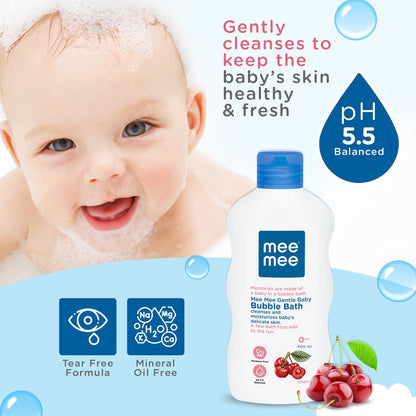 Mee Mee Baby Body Wash 400ml with Cherry & Fruit Extracts | Tear-Free, Mild & Moisturizing Formula |Paraben-Free, Dermatologically Tested, pH Balanced |Gentle Head-to-Toe Bubble Bath for All SkinTypes