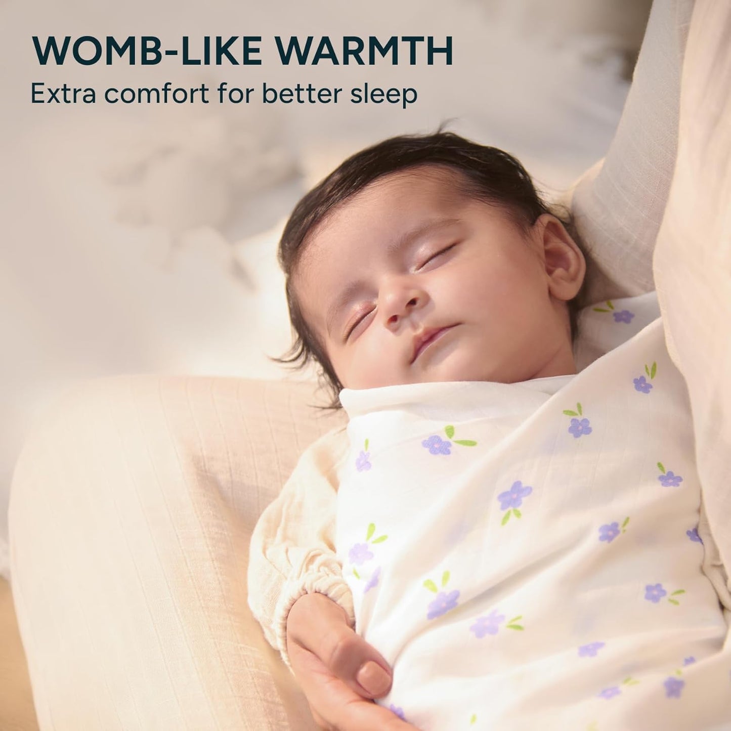 NINTARABABY Extra-Large Swaddle - 100% Organic Premium Muslin Cotton, 47" x 47" (119 cm x 119 cm), Ultra-Soft, Breathable & Lightweight, Multipurpose, Hypoallergenic, Gift for Newborn Girls