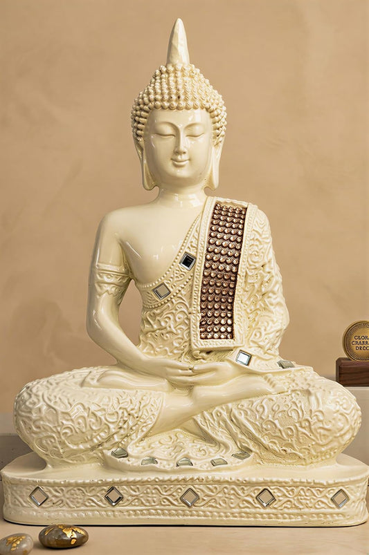 New Limited Edition 25 Centimetre Meditating Sitting Buddha Idol Statue showpiece Home Decor Decoration Items for Living Room and Gifts