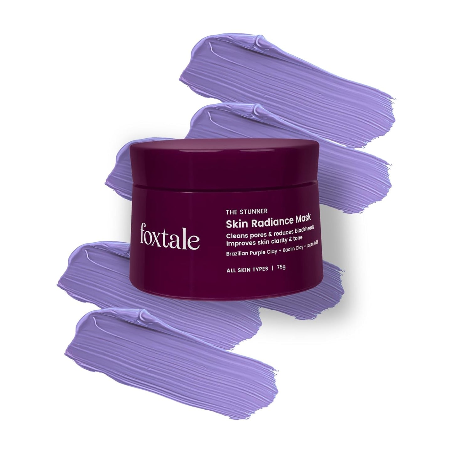 Foxtale De-Tan Face Mask for Glowing Skin| Clay Mask with Lactic Acid for Tan Removal, Reduction in Blackheads, Instant Brightening| New-Age Ubtan Face Pack for All Skin Types | Men & Women- 75g