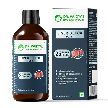 Dr. Vaidya's Liver Detox Tonic | 100% Ayurvedic | Fatty Liver Support | Liver Detox Supplement/Drink | Improve Digestion & Boost Metabolism | Liver Tonic for men & Women | 200ml