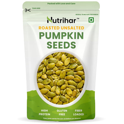 Nutrihar Roasted Pumpkin Seeds 100g | AAA Grade | Unsalted & Roasted Pumpkin Seeds for Eating | No Added Oil | Protein Rich Seeds
