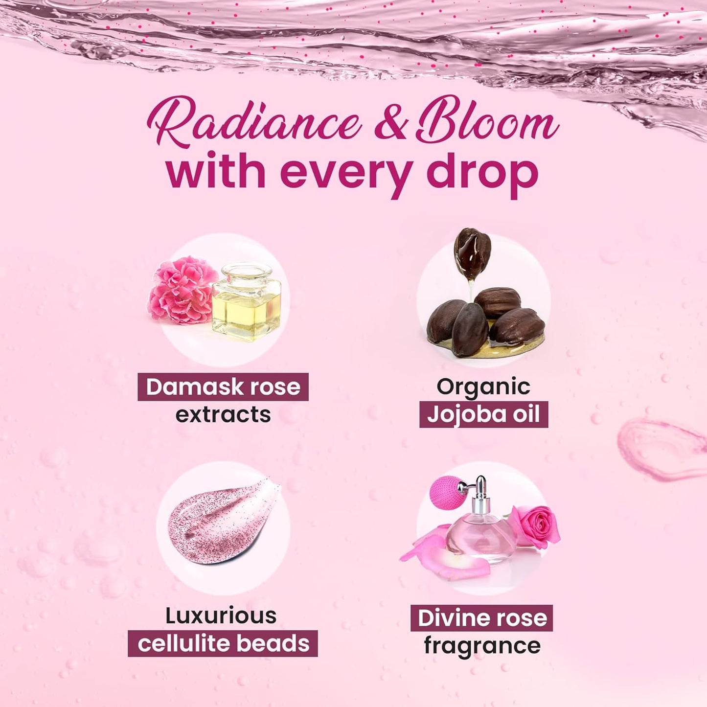 Dabur Gulabari Shower Gel - 250 ml | 99% Pure Glycerine | Gentle Bodywash | Cellulite beads for Exfoliation | 0% Parabens & Soap | No Silicones | With Exotic Damask Rose & Organic Jojoba Oil