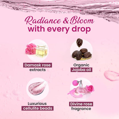 Dabur Gulabari Shower Gel - 250 ml | 99% Pure Glycerine | Gentle Bodywash | Cellulite beads for Exfoliation | 0% Parabens & Soap | No Silicones | With Exotic Damask Rose & Organic Jojoba Oil
