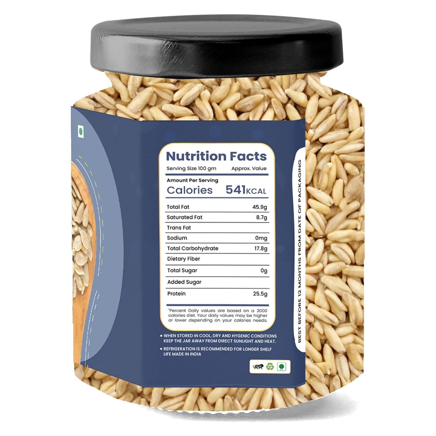 LILA DRY FRUITS Roasted Sunflower Seeds | Crunchy Healthy Snack High Fibre Plant Based Seeds | Ideal for Daily Snacking, Salads, Baking & Toppings Perfect for Gifting