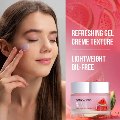 FACESCANADA Watermelon Fresh Glow Gel Creme, 50g | Niacinamide & Vitamin C & B5 | Youthful Glow | No Hyperpigmentation | Soft & Smooth Skin| Refreshing Face Moisturiser For All Skin Types | Vegan