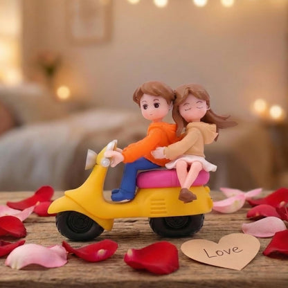 eCraftIndia Romantic Miniature Love Couple Statue on Scooter | Valentine Gift for Girlfriend Boyfriend Husband Wife Her Him | Valentine Decoration Items | Happy Birthday Cake Topper