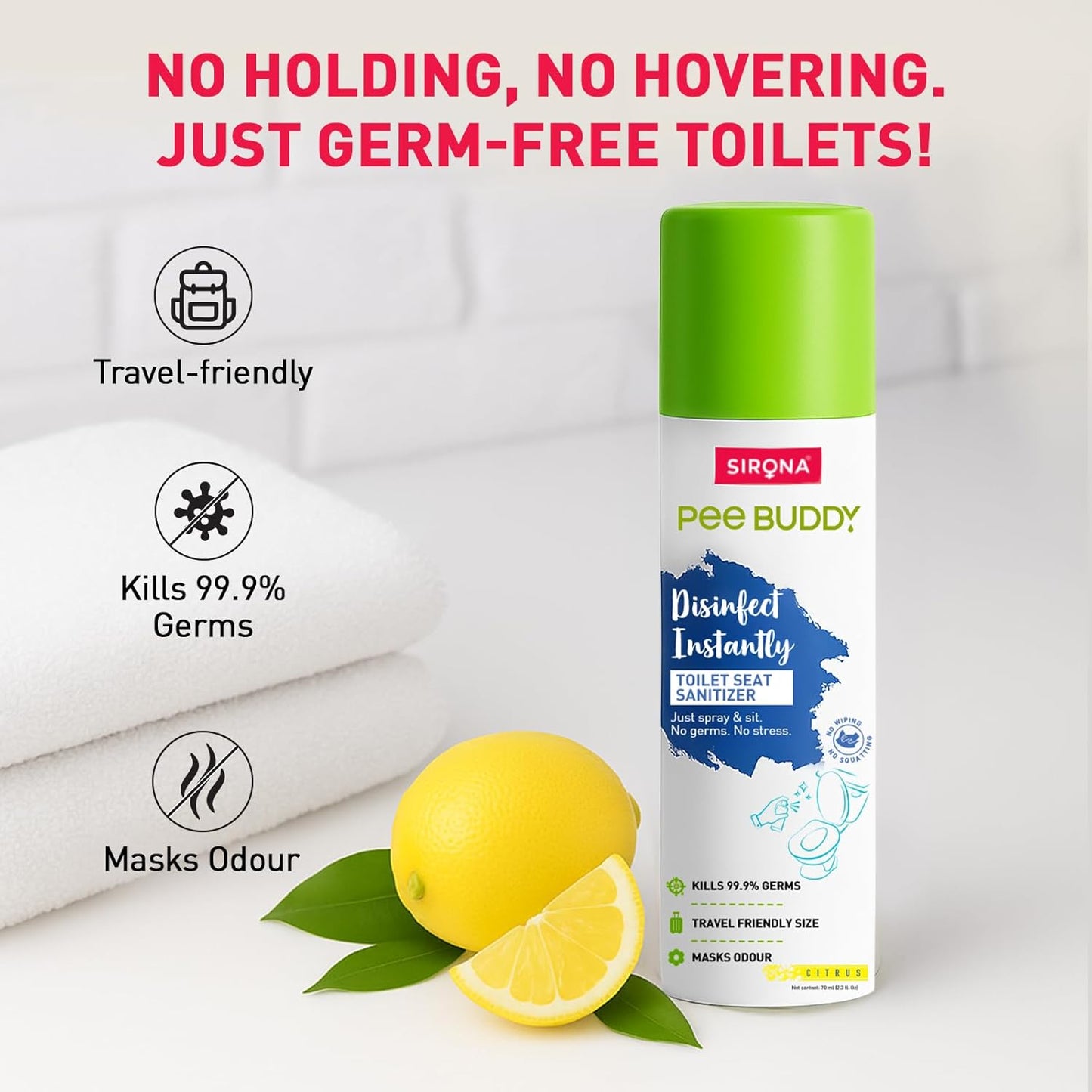 PEE BUDDY Toilet Seat Sanitizer Spray – 100ml (Pack of 1) | Refreshing Vanilla Fragrance | Quick-Drying, Hygienic & Travel-Friendly | Kills Germs & Bacteria