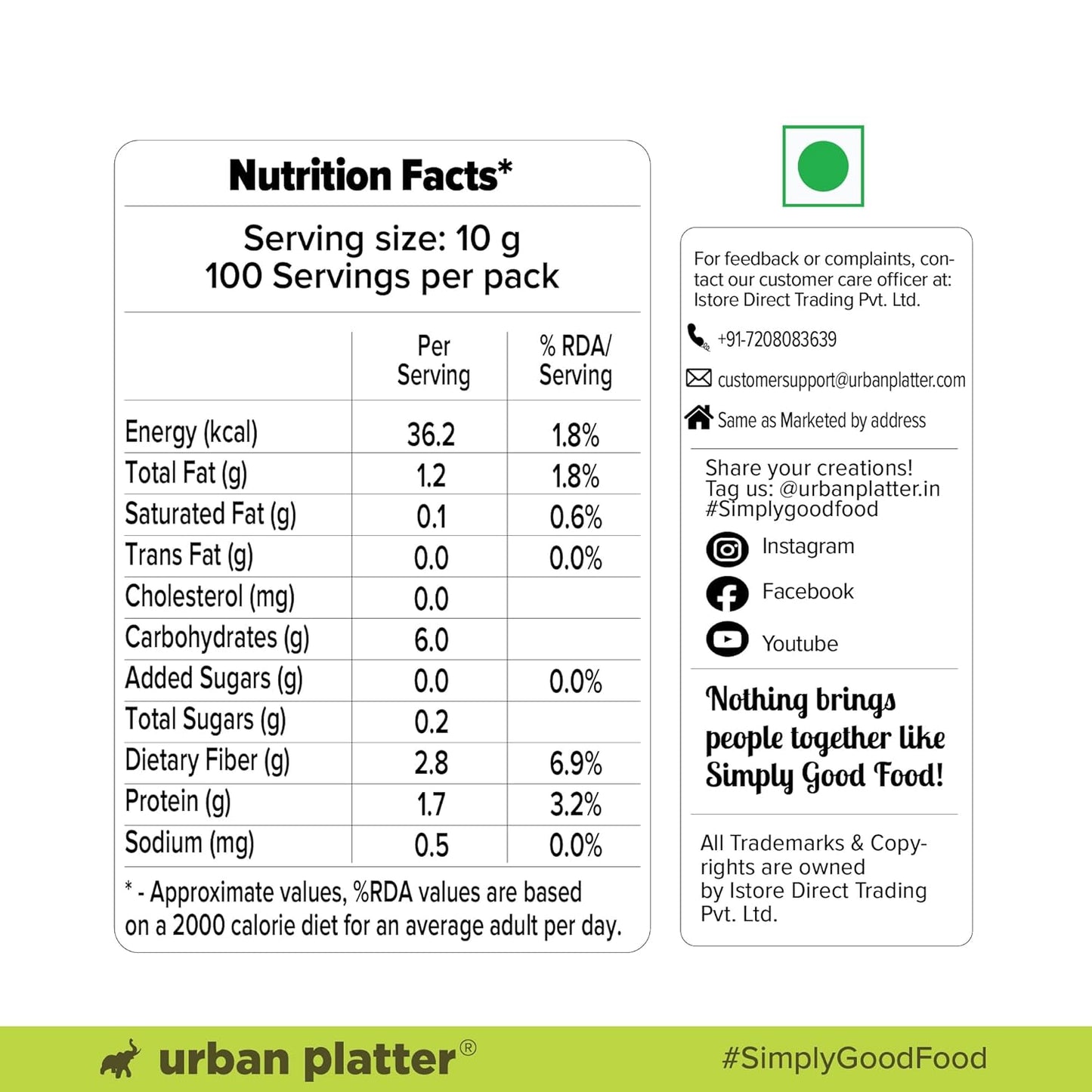 Urban Platter Sabja Seeds, (Basil Seeds for Weight Management, Digestion & Hydration, Rich in Fiber & Omega-3, Falooda, Detox Drinks & Smoothies)