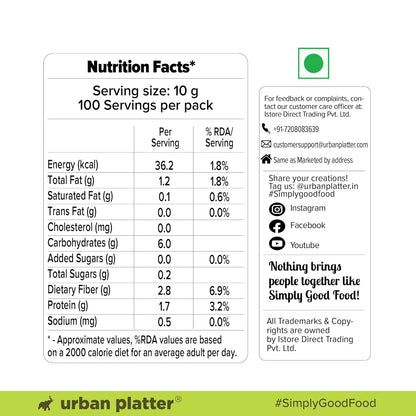 Urban Platter Sabja Seeds, (Basil Seeds for Weight Management, Digestion & Hydration, Rich in Fiber & Omega-3, Falooda, Detox Drinks & Smoothies)