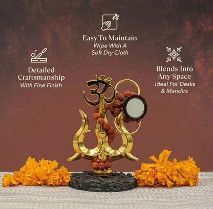 B.R STORE Lord Shiva Trishul with Damru Mini Idol for Car Dashboard | Mahadev Symbol Spiritual Decoration | Hindu Religious Gift