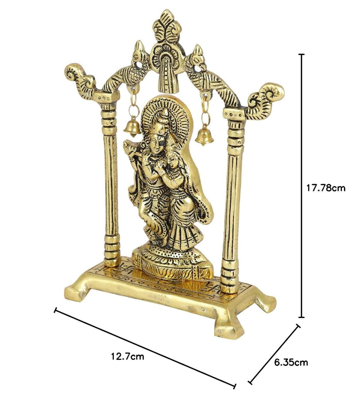 Collectible India Metal Gold Plated Radha Krishna Idol Sculpture Statue Figurine Decorative Showpiece for Janmashtami Home Decoration Temple and Gift (Size 7 x 5 Inches) (1 Pieces)