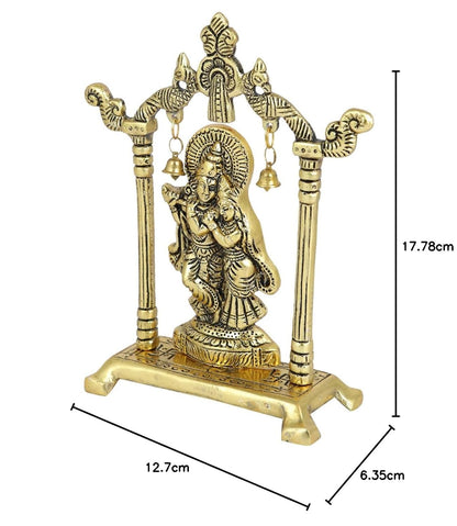 Collectible India Metal Gold Plated Radha Krishna Idol Sculpture Statue Figurine Decorative Showpiece for Janmashtami Home Decoration Temple and Gift (Size 7 x 5 Inches) (1 Pieces)