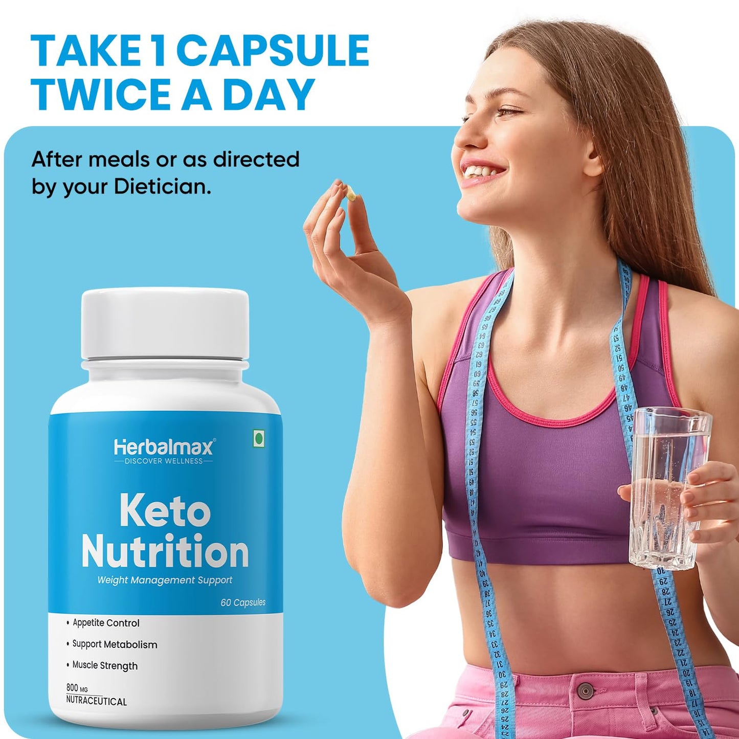 Herbal Max Keto Nutrition Weight Management | Supports Effective Weight Loss, Fat Burning, Belly Fat Reduction, Ketosis & Energy Boost – 60 Veg Capsules | For Men & Women