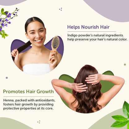 Neuherbs Henna and Indigo Powder for Hair (100 gm Each), Combo Pack | Pure & Natural Powder for Colouring and Nourishing Hair | With No Artificial Colour & Additives