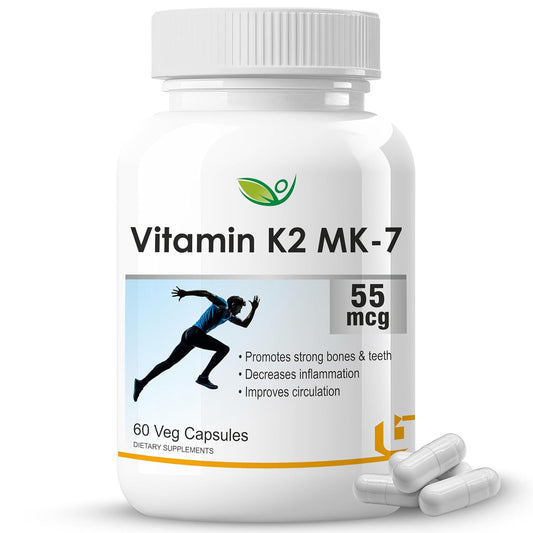 Biotrex Nutraceuticals Vitamin K2 MK-7 (Vegetarian Source) 55mcg | Bioactive Menaquinone-7 | Bone Health & Calcium Metabolism | High Absorption Formula | 60 Veg Capsules