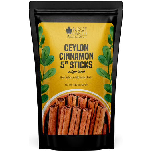 Bliss of Earth 100gm Ceylon Cinnamon Sticks Original, (Dalchini) 5" Cut Sticks True Cinnamon Raw From Sri Lanka Original Great for Cooking and Health