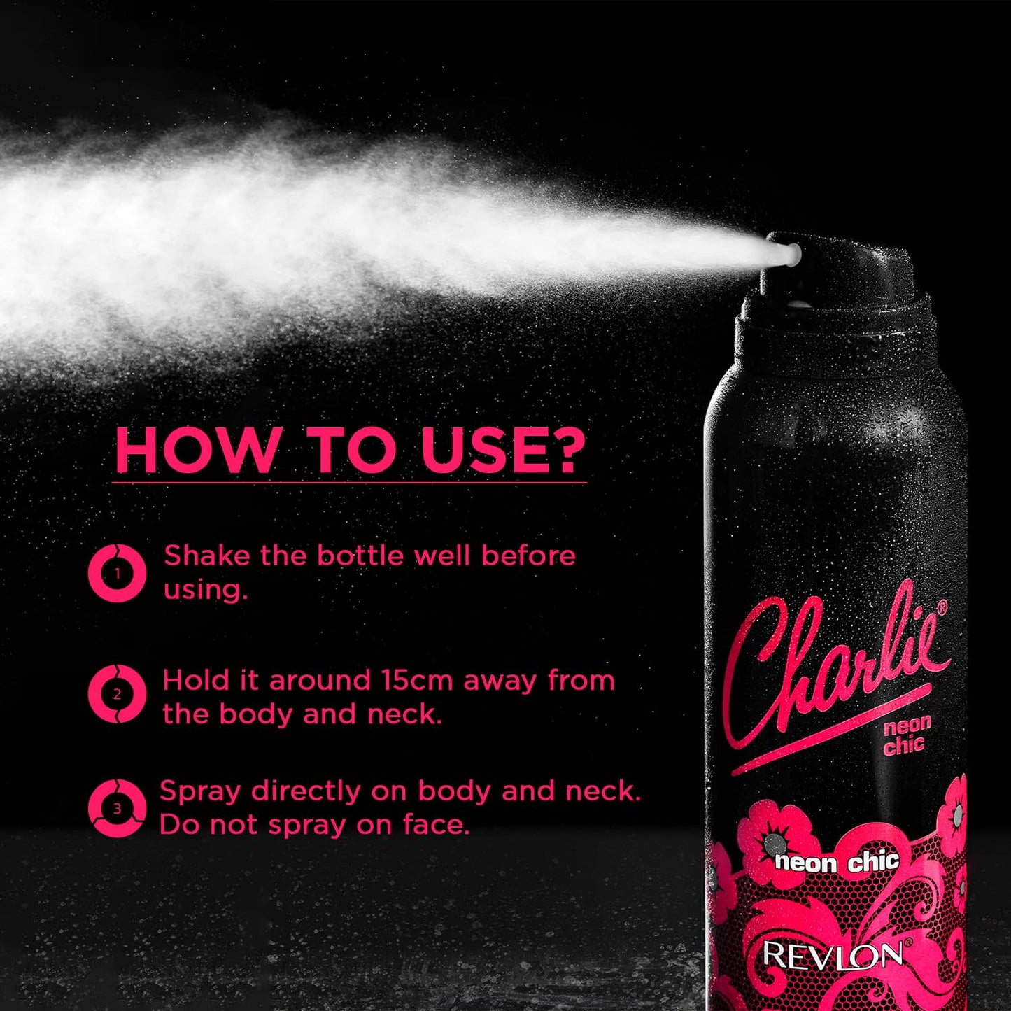 Revlon Charlie Neon Chic Perfume Body Spray | Vibrant, Feminine, And Naturally Sensual Scent | Contemporary And Bold Scent For Her | With Sandal Wood, Orange Flower, Grape Fruit | 150ml