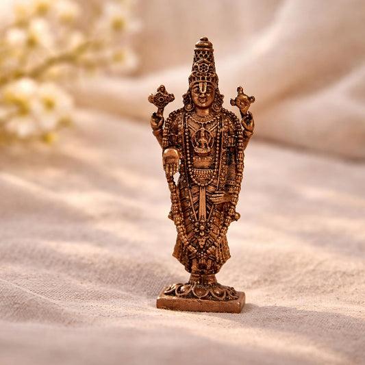 Pure Copper Balaji Murti | Handcrafted Copper Idol for Pooja Room, Vastu Decor | Traditional & Auspicious Religious Hindu God Showpiece & Gift Item | 54gm (7x2 cm)
