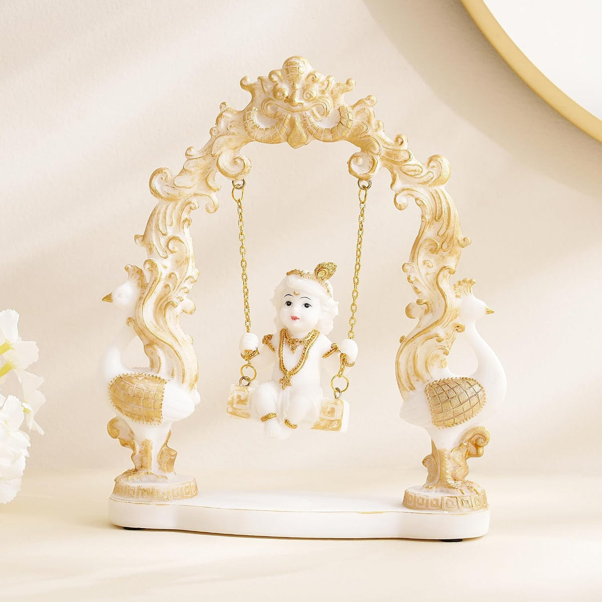 Home Centre Dhayana Polyresin Krishna on Swing Figurine