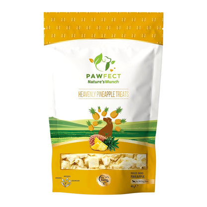 Pawfect Nature's Munch Freeze-Dried Tangy Pineapple Treats for Dogs | Hypoallergenic Dog Treats, Grain-Free | Healthy Dog Treats (40g)