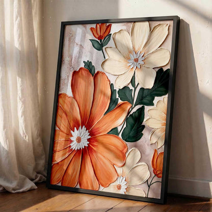Decorative flower Wall Art Home Decor Modern Painting poster With Frame For Living Room Bed Room Hotel Wall Decor Digital Reprint (13X17 INCH)