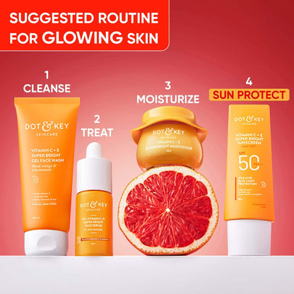Zephivo DOT & KEY Vitamin C + E Super Bright Sunscreen Spf 50|Water-Light,UVA/UVB & Blue Light Protection|For Even Toned & Glowing Skin|With Liquid Spf 50+++|No White Cast,|For All Skin Types|50G,Pack Of 1

