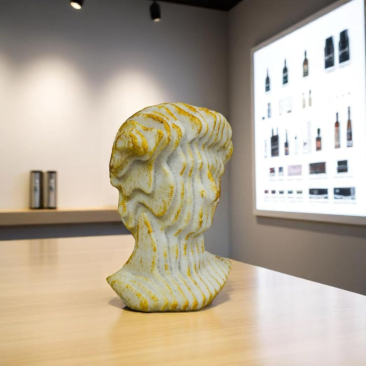 Resin Roman Man Bust Statue (6.5 Inch)| Decorative Sculpture & Figurine for Home Decor | Modern Tabletop Showpiece for Living Room, Bedroom, Office, Gifting, Shelf & Bookshelf, Off-White