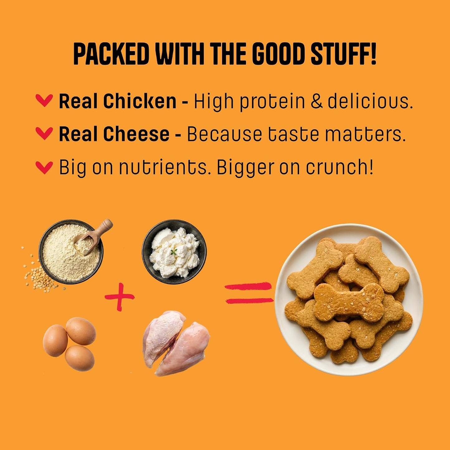 Muttley Crew Dog Biscuits with Real Chicken & Cheese | Healthy Adult Dog Treats for Easy Digestion | All Natural | Grain-Free | Gluten-Free | No Artifical Preservatives | No Added Flavour (200g)
