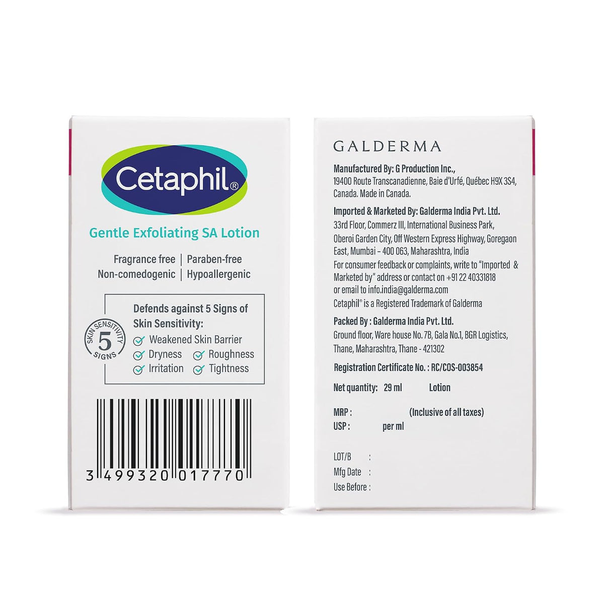 Cetaphil Gentle Exfoliating SA Lotion 29ml | Lightweight Daily Moisturizer with Salicylic Acid, Mandelic Acid & Gluconolactone | 48 Hr Hydration & Gentle Exfoliation | For Sensitive Skin