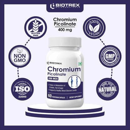 Biotrex Nutraceuticals Chromium Picolinate 200 mcg - 60 Capsules