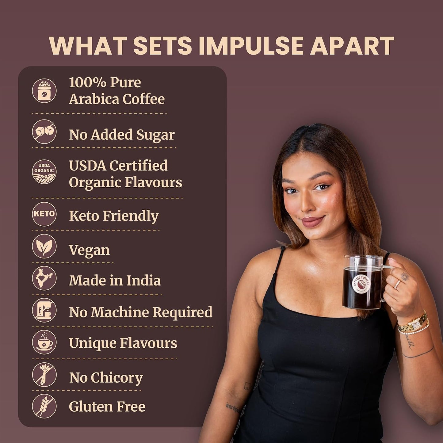 Impulse Coffees Mocha Pe Chauka Instant Coffee Powder | Premium Mocha Flavour, Strong Taste, Café-Style Aroma | 50g