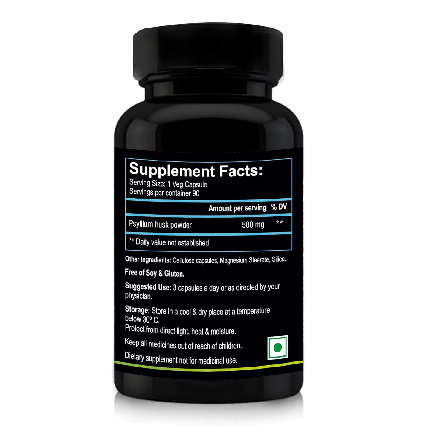 Nutriosys Isabgol 500mg Supplement | Supports Digestive Health | Helps Manage Glucose Levels | Natural Soluble Fiber | From Psyllium Husk | 90 Veg Capsules