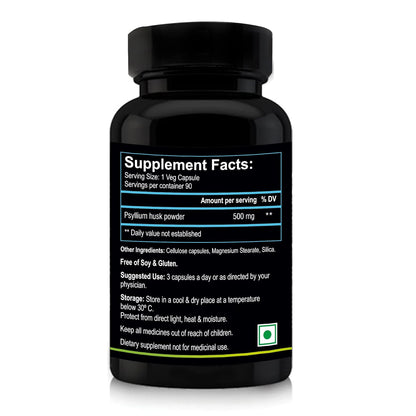 Nutriosys Isabgol 500mg Supplement | Supports Digestive Health | Helps Manage Glucose Levels | Natural Soluble Fiber | From Psyllium Husk | 90 Veg Capsules