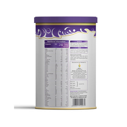 Container with nutritional information label on a white background