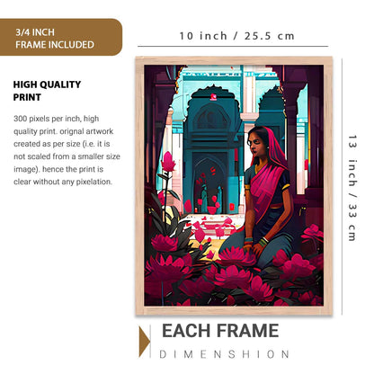 Premium Digital Painting with Frame for Home Decor - Painting for Living Room Bedroom Office Room Decor - Painting for Wall Decoration - Pack of 3 (Modern Art Painting, Design06, 10X13 inch)
