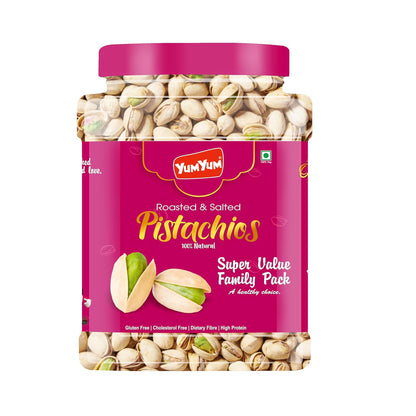 YUM YUM Pistachios Roasted & Salted, Pista, 1kg Jar, Rich In Protein, Phosphorus, & Dietary Fibre, Premium Nuts & Dry Fruits, Crunchy & Delicious Healthy Snack