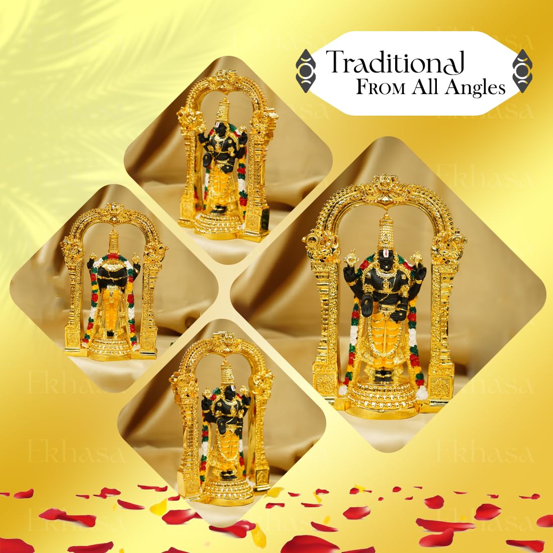 Tirupati Balaji Idol (Size: 12.5 cm) | Lord Venkateswara Idol for Car Dashboard, Pooja Room, Home Decor & Office Desk | Venkateshwara Swamy Murti | Perumal Statue | God Idols for Gifting