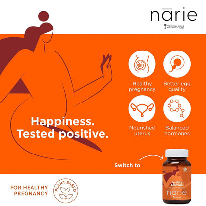 ZEROHARM Narie Fertility Formula Tablets | Natural Conception | Healthy Pregnancy | Prevents Pregnancy Complications | Shatavari, Jivanti, Shivalingi, Chaste Berry & Black Cohosh | 60 Veg Tablets