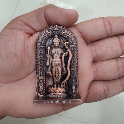 Lord Ram Idol | Ram Darbar Murti for Car Dashboard & Home Temple | Shri Ram Statue for Pooja Room & Gift Purpose (Antique Finish) (Copper Color, Height - 2.7 Inch)
