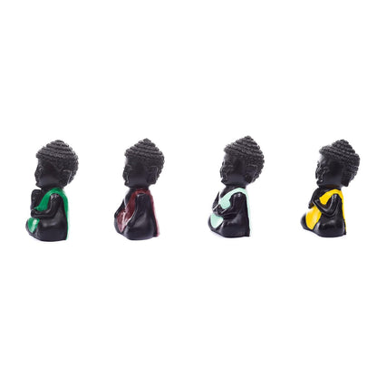 Polyester Blend Handcrafted Laughing Monk Idol (7.01 cm x 7.01 cm x 11.98 cm, Set of 4)